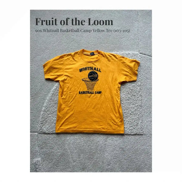 [BUNJANG] 90s Fruit of the Loom 'BEST' Basketball Camp T-Shirt / 90s Basketball Camp 옐로우 티셔츠 (103-105)
