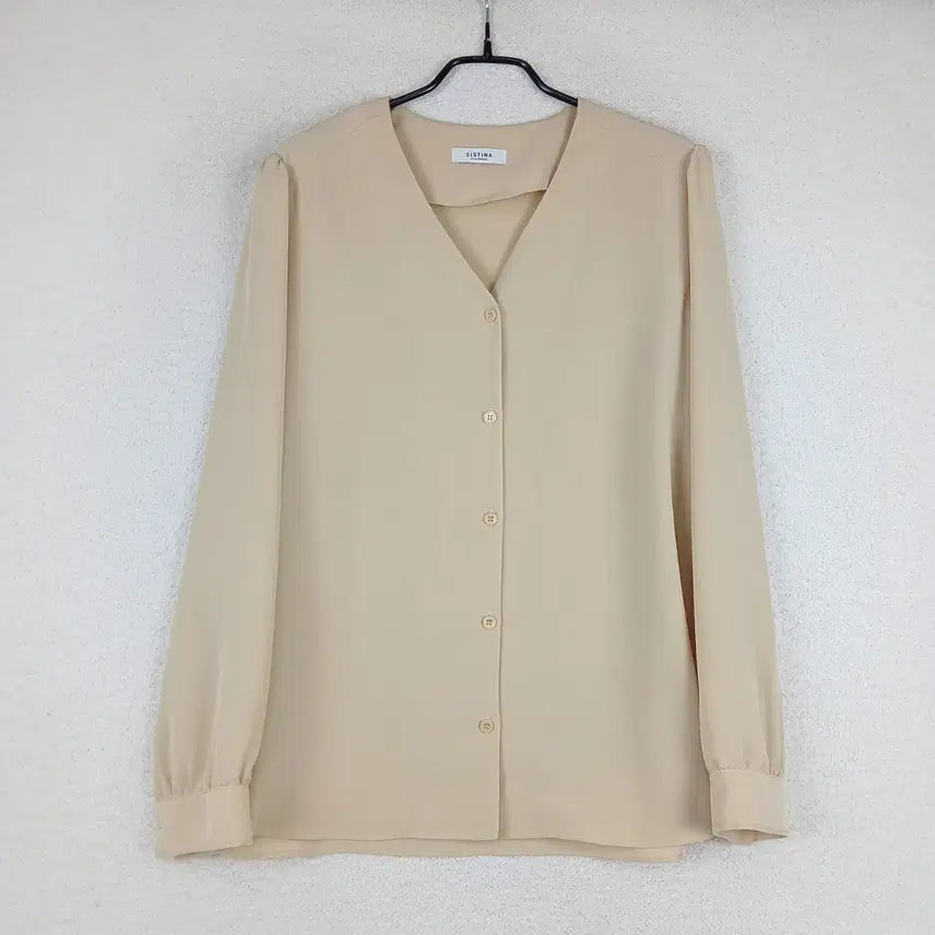 [BUNJANG] SISTINA Women's Beige Long-Sleeve Blouse (Size 77) / SISTINA 시스티나 여성 베이지색 긴팔 블라우스(66~77)