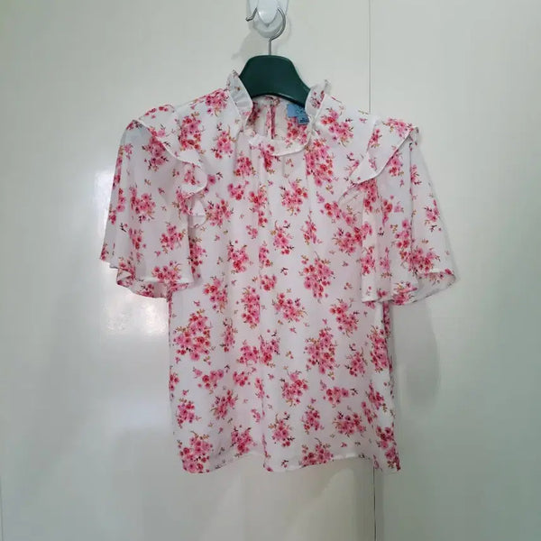 [BUNJANG] CeCe Floral Frill Blouse / CeCe 플로럴 프릴 블라우스