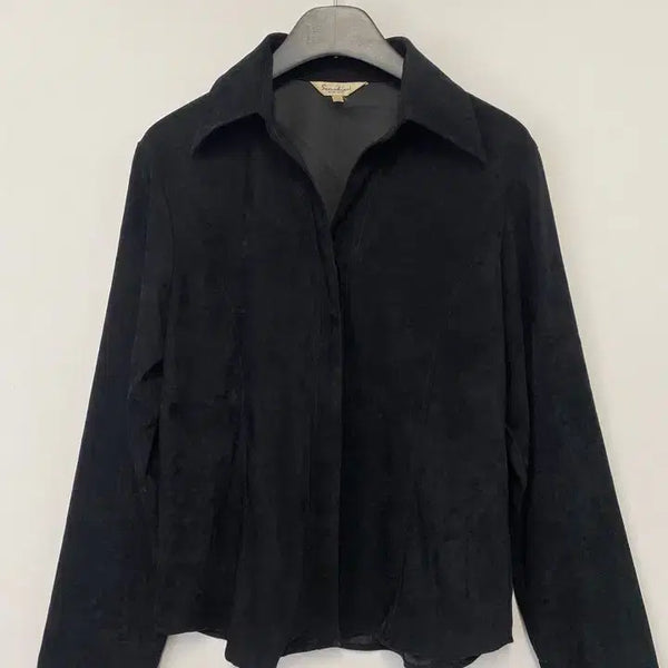 [BUNJANG] Vintage Open Collar Eco Leather Shirt / 빈티지 오픈 카라 디자인 에코 레더 셔츠