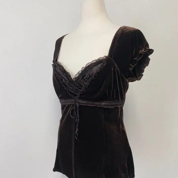 [BUNJANG] Vintage Karen Velvet Top / 빈티지 healthy karen 벨벳 탑