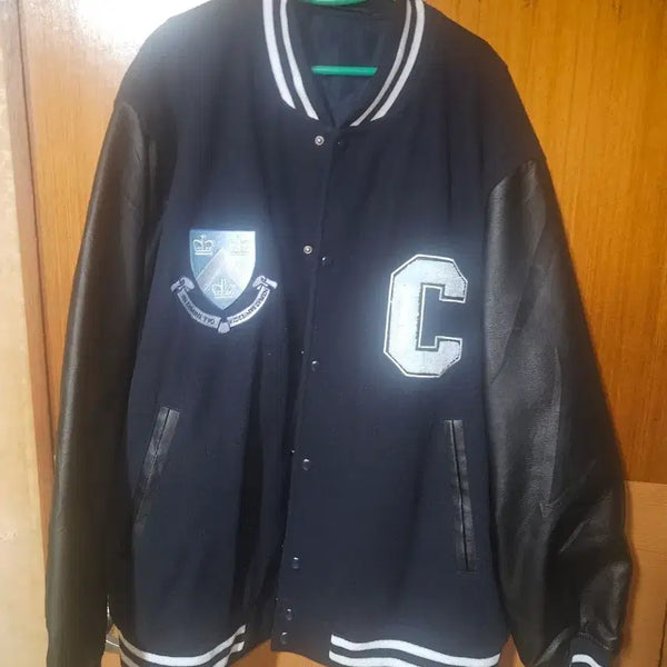 [BUNJANG] GU x Columbia University Varsity Jacket with Leather Accents / GUx컬럼비아 대학교 바시티 자켓 가죽 배색