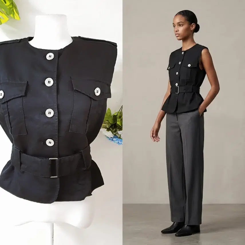 [BUNJANG] PLUS1 Belt Vest Black / PLUS1 벨트조끼 55 66 블랙