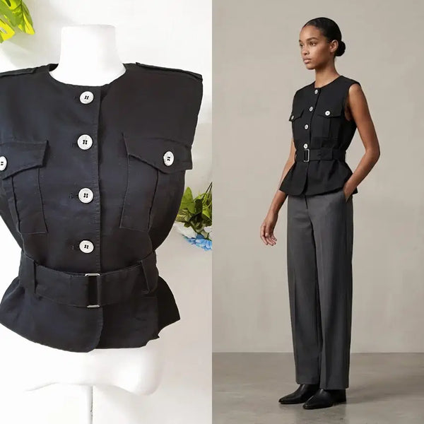 [BUNJANG] PLUS1 Belt Vest Black / PLUS1 벨트조끼 55 66 블랙