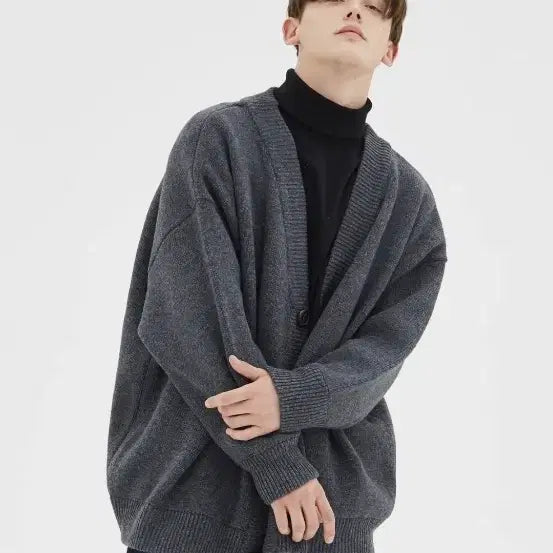 [BUNJANG] Compagno Oversized Cardigan Charcoal M / 꼼파뇨 오버핏 가디건 차콜 M