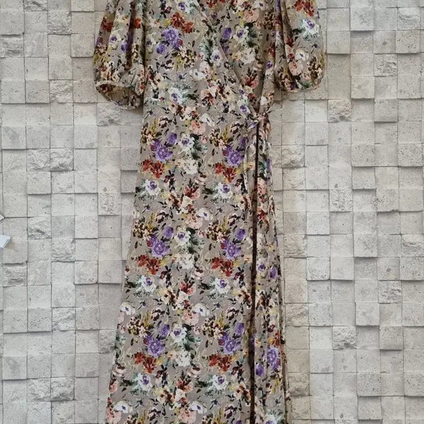 [BUNJANG] Floral Print Wrap Style Long Dress / 꽃무늬 패턴 랩스타일 롱원피스