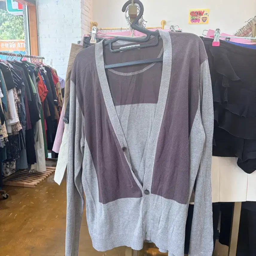 [BUNJANG] Ziozia Color-Blocked Knit Cardigan / 지오송지오 가디건