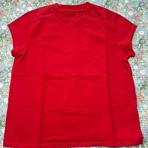 [BUNJANG] Moon Doll Graphic T-Shirt Red / 문달 반팔티