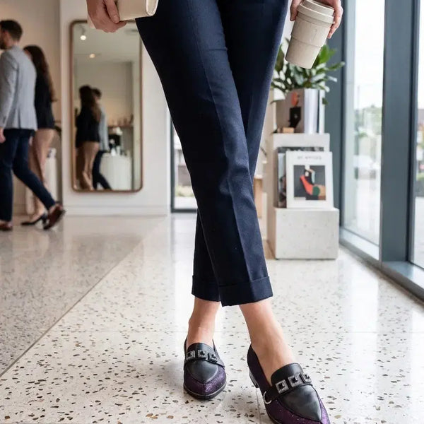[BUNJANG] NEURONE Natural Leather Purple Glitter Loafers (240) / [완전새상품] NEURONE 천연가죽 보라 글리터 로퍼 (240)