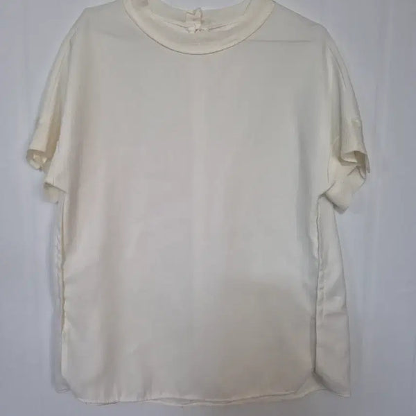 [BUNJANG] Mine Cream Short Sleeve Blouse / 마인 크림색 반팔 블라우스 1-1