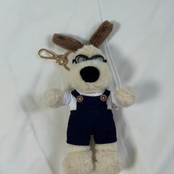 [BUNJANG] Gromit Plush Keychain Navy Overalls / 그로밋 인형 키링 네이비 멜빵