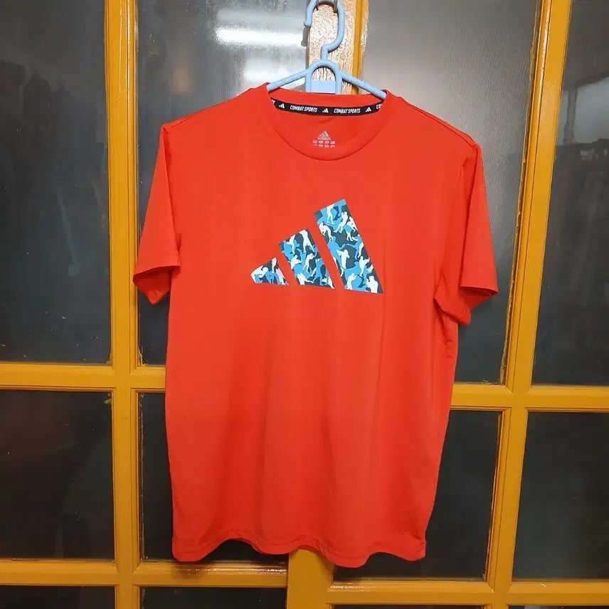 [BUNJANG] Adidas Orange Camouflage Big Logo Short Sleeve T-Shirt / 아디다스 여성가능 반팔