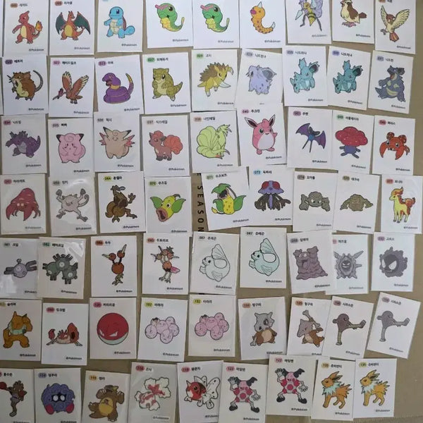 [BUNJANG] Pokemon Gen 1 Stickers 61 Unique + 9 Duplicates / 포켓몬 1세대 띠부씰 세자리넘버 61종+중복9종