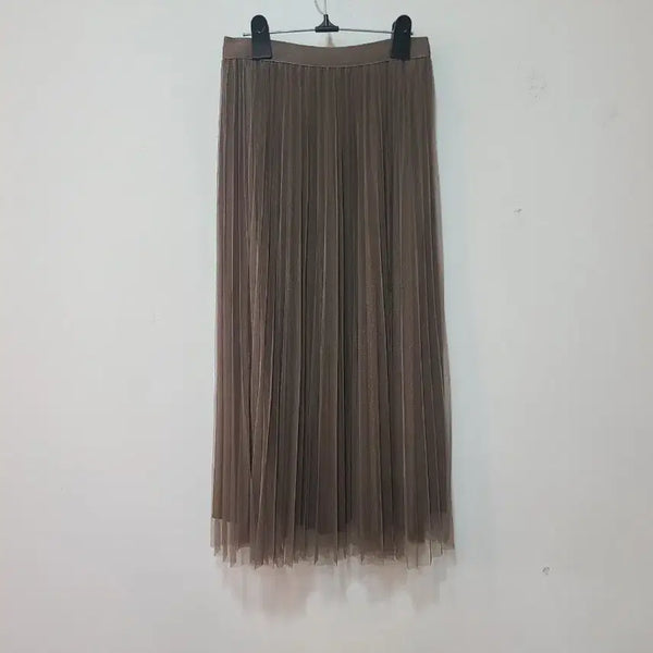 [BUNJANG] Pleated Long Skirt Brown / 플리츠 롱 스커트 브라운