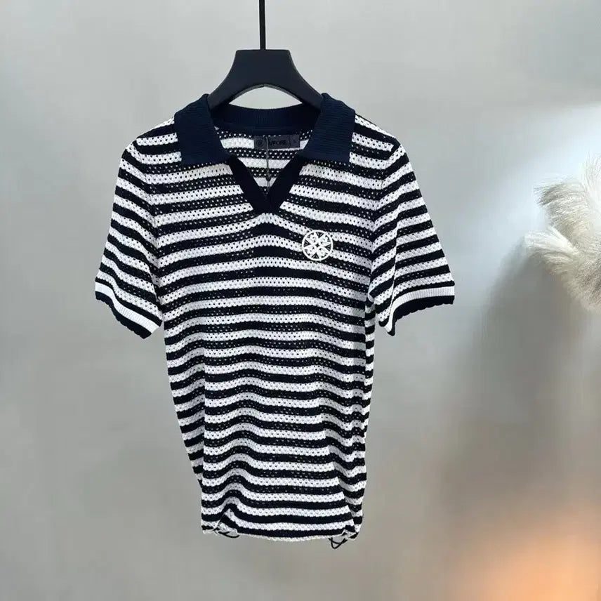 [BUNJANG] Women's Golf Knit Stripe Pattern Top - Size M / 여성골프니트