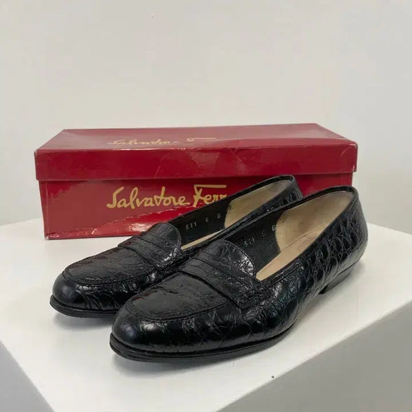 [BUNJANG] Salvatore Ferragamo Vintage Crocodile Leather Shoes / 빈티지 Salvatore Ferragamo 크로코 레더 슈즈