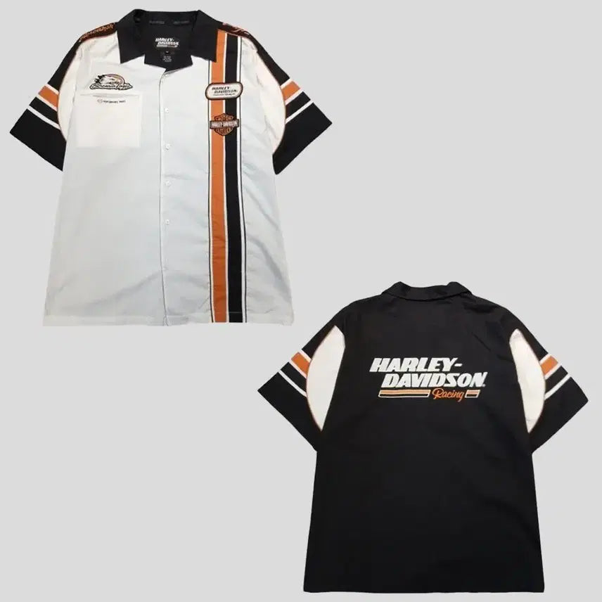 [BUNJANG] Harley-Davidson 2000s Eagle Logo Racing Motorcycle Shirt XL / 할리데이비슨 00s 블랙 화이트 오렌지 이글 로고 레이싱 바이크 모터사이