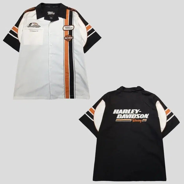 [BUNJANG] Harley-Davidson 2000s Eagle Logo Racing Motorcycle Shirt XL / 할리데이비슨 00s 블랙 화이트 오렌지 이글 로고 레이싱 바이크 모터사이