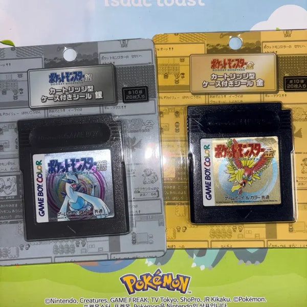 [BUNJANG] Pokemon 25th Anniversary Gold & Silver Cartridge Stickers - Lugia & Ho-Oh Bundle Set / (일괄) 포켓몬스터 25주년 금은 카트리지형 스티커 루기아 칠색조