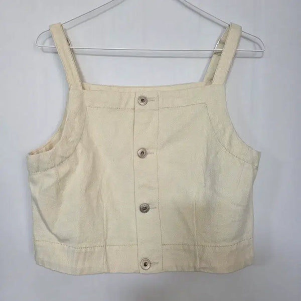 [BUNJANG] CIVETBLAN Off-Shoulder Cropped Sleeveless Top Ivory / CIVETBLAN 오프숄더 크롭 나시 탑 아이보리 봉6