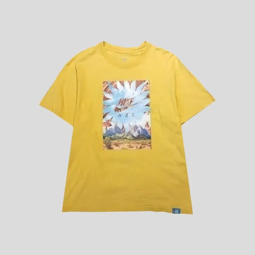 [BUNJANG] Nike Air Yellow Desert Cactus Print Cotton Short Sleeve T-Shirt M / 나이키 에어 옐로우 사막 선인장 프린팅 코튼 반팔 티셔츠 M
