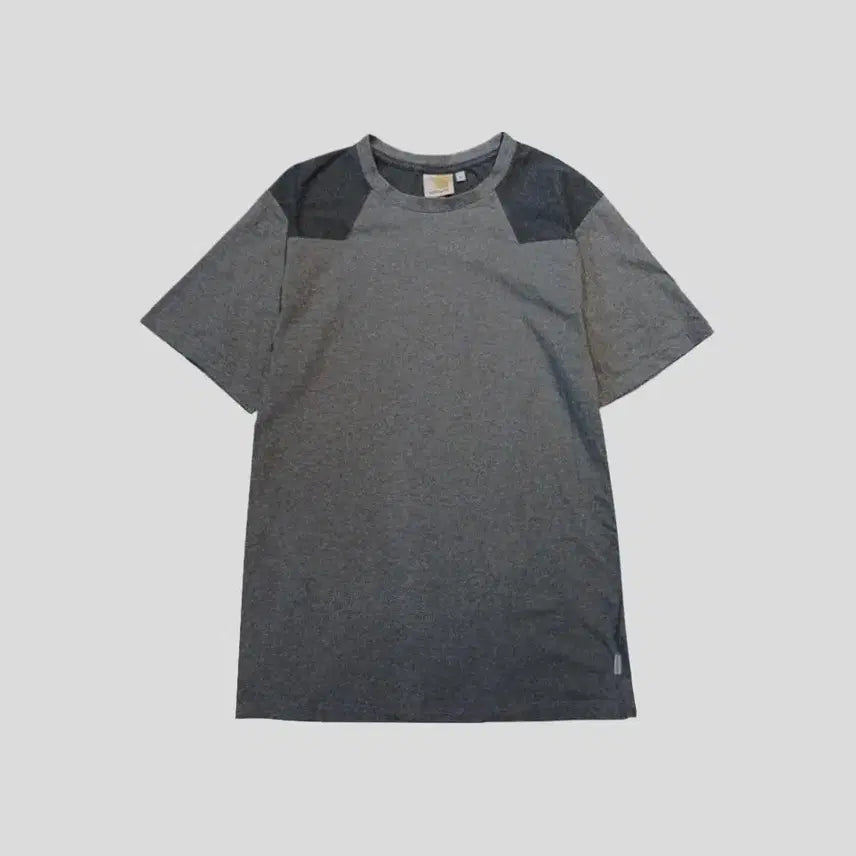 [BUNJANG] Carhartt WIP Grey Colorblock Logo Patch Cotton T-Shirt / 칼하트 WIP 그레이 톤톤 배색 로고패치 코튼 반팔 티셔츠 S