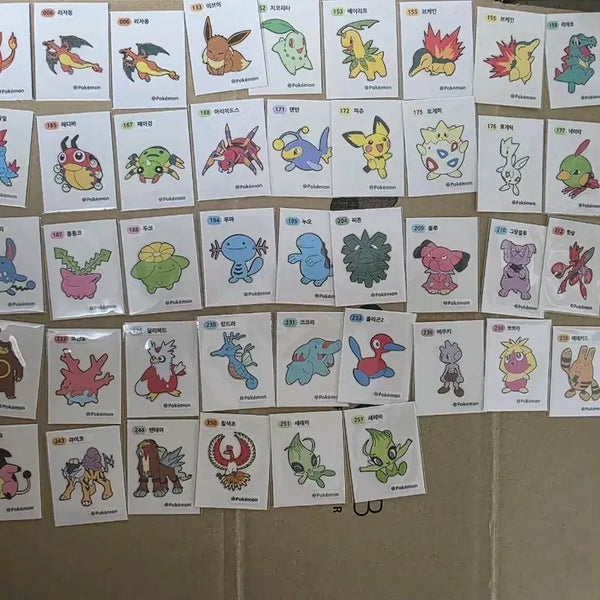 [BUNJANG] Pokemon Generation 2 Sticker Set - 45 Types with Triple-Digit Numbers / 포켓몬 2세대 띠부씰 세자리 넘버 45종