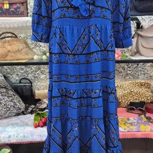 [BUNJANG] LAP Tiered Long Dress Cobalt Blue / LAP 랩 티어드 롱원피스 55 66 77 프리사이즈