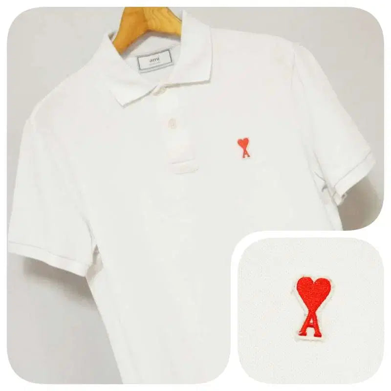 [BUNJANG] Ami White Short Sleeve Polo T-Shirt Men's 95 / 아미 ami 화이트 반팔 PK티셔츠 남성95