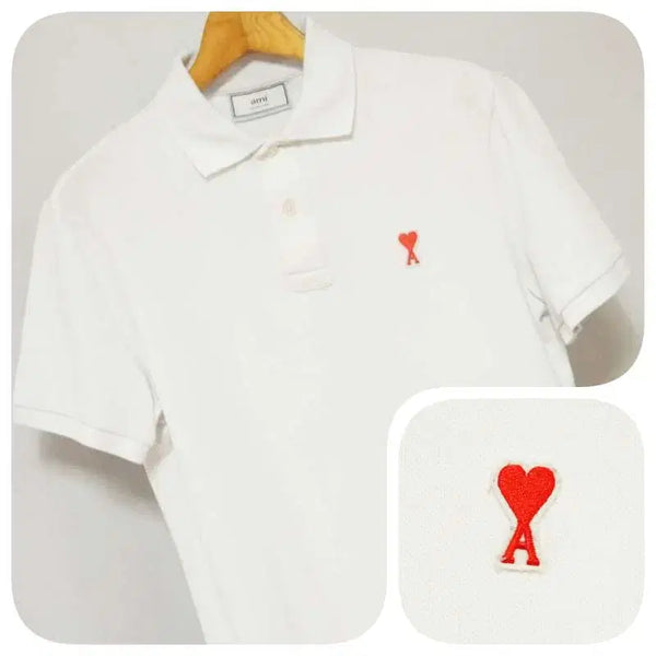 [BUNJANG] Ami White Short Sleeve Polo T-Shirt Men's 95 / 아미 ami 화이트 반팔 PK티셔츠 남성95