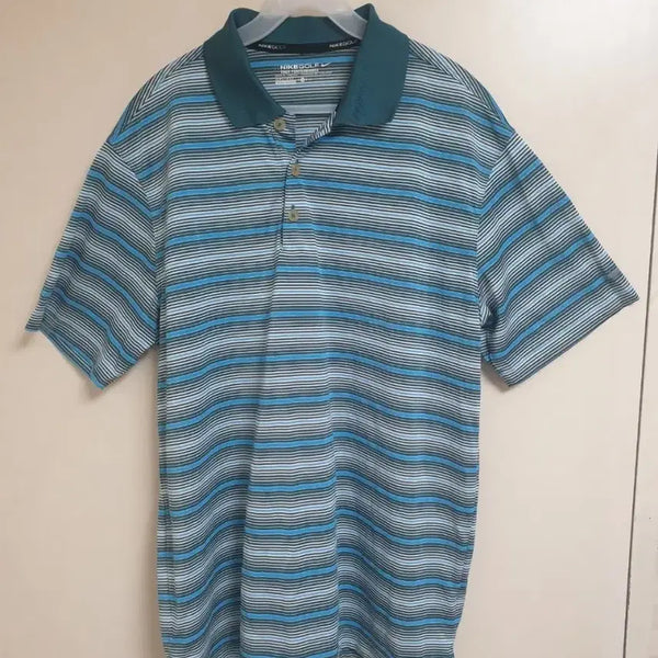 [BUNJANG] Nike Golf CoolFit Stripe Short Sleeve Polo Shirt - Blue / 나이키 골프 쿨핏 스트라이프 반팔 카라티