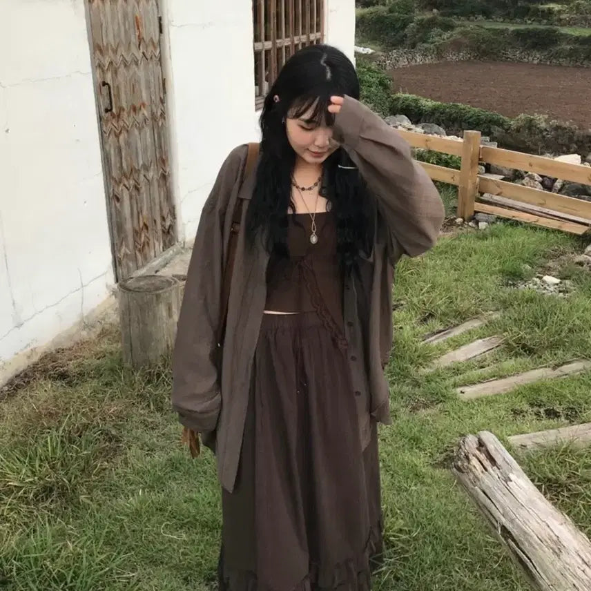 [BUNJANG] Khaki Loose Fit Shirt / 카키 셔츠