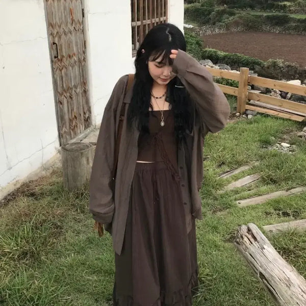 [BUNJANG] Khaki Loose Fit Shirt / 카키 셔츠