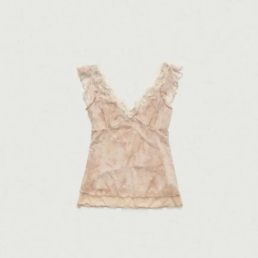 [BUNJANG] The Barnet Sena Sheer Lace Sleeveless Top - Peach / 더바넷 Sena Sheer Lace Sleeveless Top_Peach