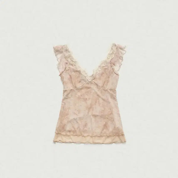 [BUNJANG] The Barnet Sena Sheer Lace Sleeveless Top - Peach / 더바넷 Sena Sheer Lace Sleeveless Top_Peach