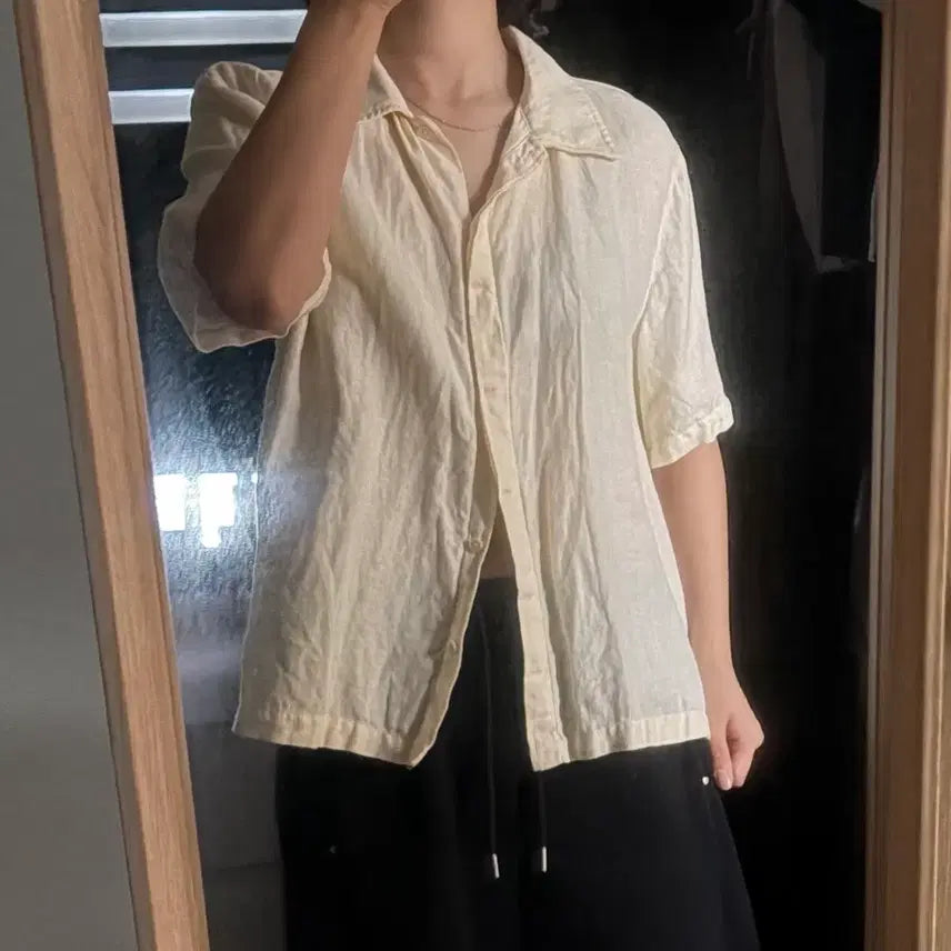 [BUNJANG] URAGO Linen Shirt / 유라고 린넨 셔츠 착샷O