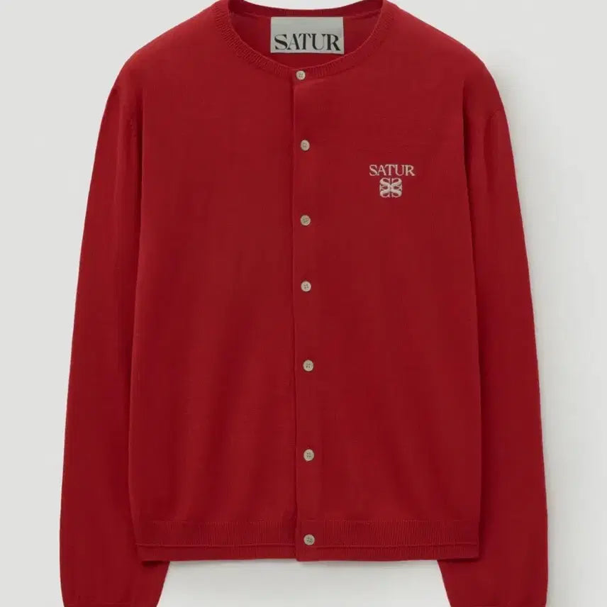 [BUNJANG] Sette Lauren Basic Crewneck Fine Cardigan Red M / (M) 세터 로렌 베이직 크루넥 파인 가디건 레드