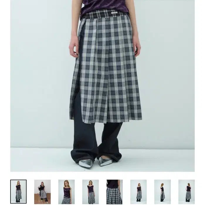 [BUNJANG] Overdue Flare Check Wrap Layered Skirt / <미개봉> 오버듀플레어 체크 랩 레이어드 스커트 . 미닛뮤트 수린 착용