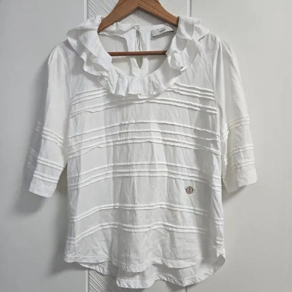 [BUNJANG] O'2nd White Frill Modal Blend Blouse / O'2nd 오즈세컨  화이트 프릴 모달 블라우스