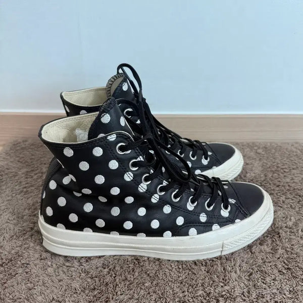 [BUNJANG] Converse Chuck Taylor Leather High-Top Sneakers Black / 컨버스 척테일러 블랙 가죽 하이탑 스니커즈 155459c