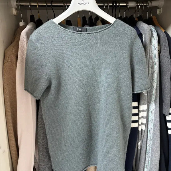 [BUNJANG] Theory 100% Cashmere Short Sleeve Knit Top / 띠어리 여성용 캐시미어 100% 반팔 니트