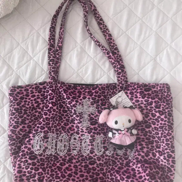 [BUNJANG] Ghost City Pink Leopard Shoulder Bag / 유령도시 고스트시티 핑크레오파드 숄더백 갸루히메갸루깔