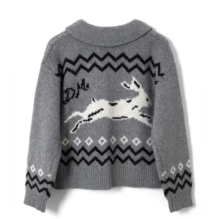 [BUNJANG] Damson Madder Cecily Bunny Intersia Cardigan / Damson madder 세실리 버니 가디건