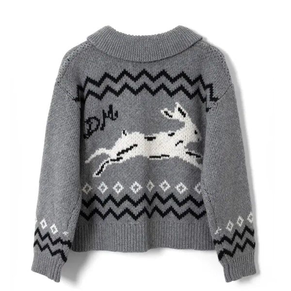 [BUNJANG] Damson Madder Cecily Bunny Intersia Cardigan / Damson madder 세실리 버니 가디건