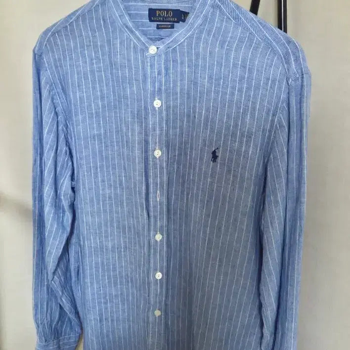 [BUNJANG] Polo Ralph Lauren Light Blue Linen/Henley Neck Shirt (Classic Fit L) / (정품)폴로 랄프로렌 라이트블루 하계용 린넨/헨리넥 셔츠(L-클래식핏)