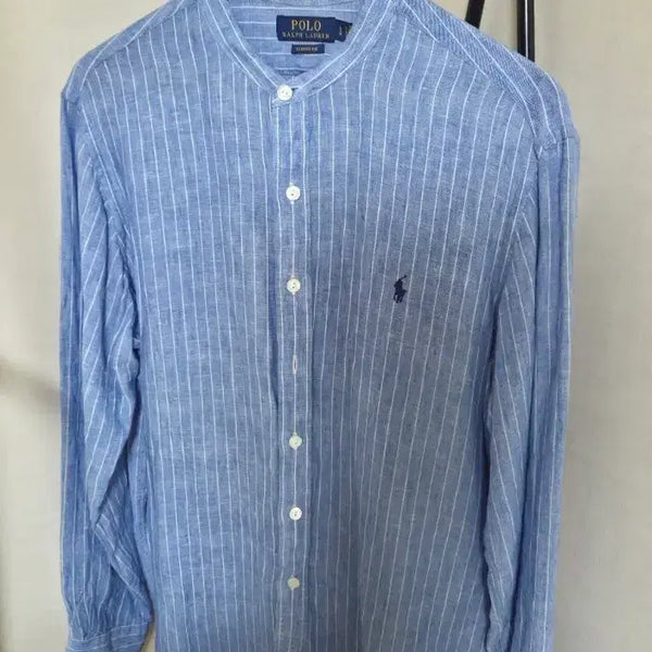 [BUNJANG] Polo Ralph Lauren Light Blue Linen/Henley Neck Shirt (Classic Fit L) / (정품)폴로 랄프로렌 라이트블루 하계용 린넨/헨리넥 셔츠(L-클래식핏)