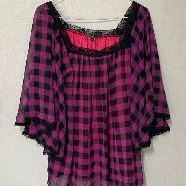 [BUNJANG] Love is True Inspired "Shugo Chara" Checkered Blouse / 러브이즈트루 캐릭캐릭체인지 블라우스 느낌 빈티지 블라우스 어항빈티지