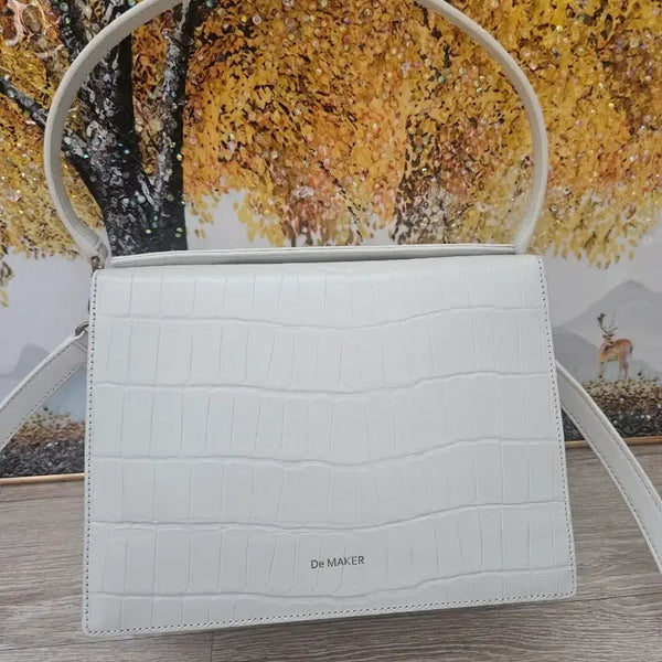 [BUNJANG] Dmaker Crocodile Pattern Shoulder Bag White / 디메이커 악어 패턴 숄더백 화이트