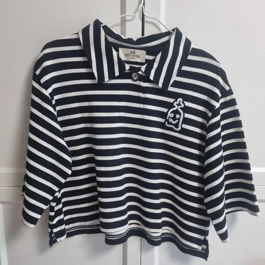 [BUNJANG] Devaste Paris Striped Short Sleeve Polo Shirt / 정품 데바스테  파리 스트라이프 카라 반팔 스몰 devaste