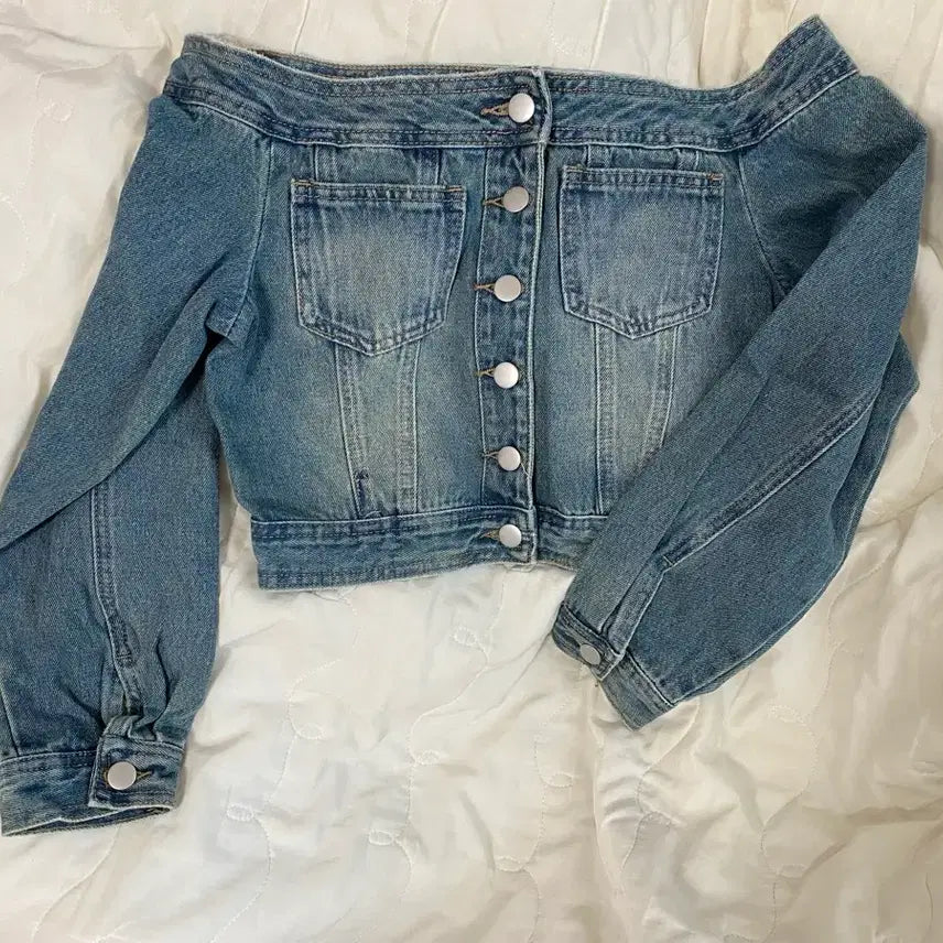 [BUNJANG] Vintage Denim Off-Shoulder Top Size S / 빈티지 여성 청오프숄더 판매 어항빈티지 몽글빈티지